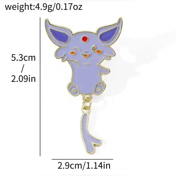 3 For $35 Pokemon Espeon Eeveelution Enameled Pin Brooch Hanging Moving Tail - Picture 5 of 12
